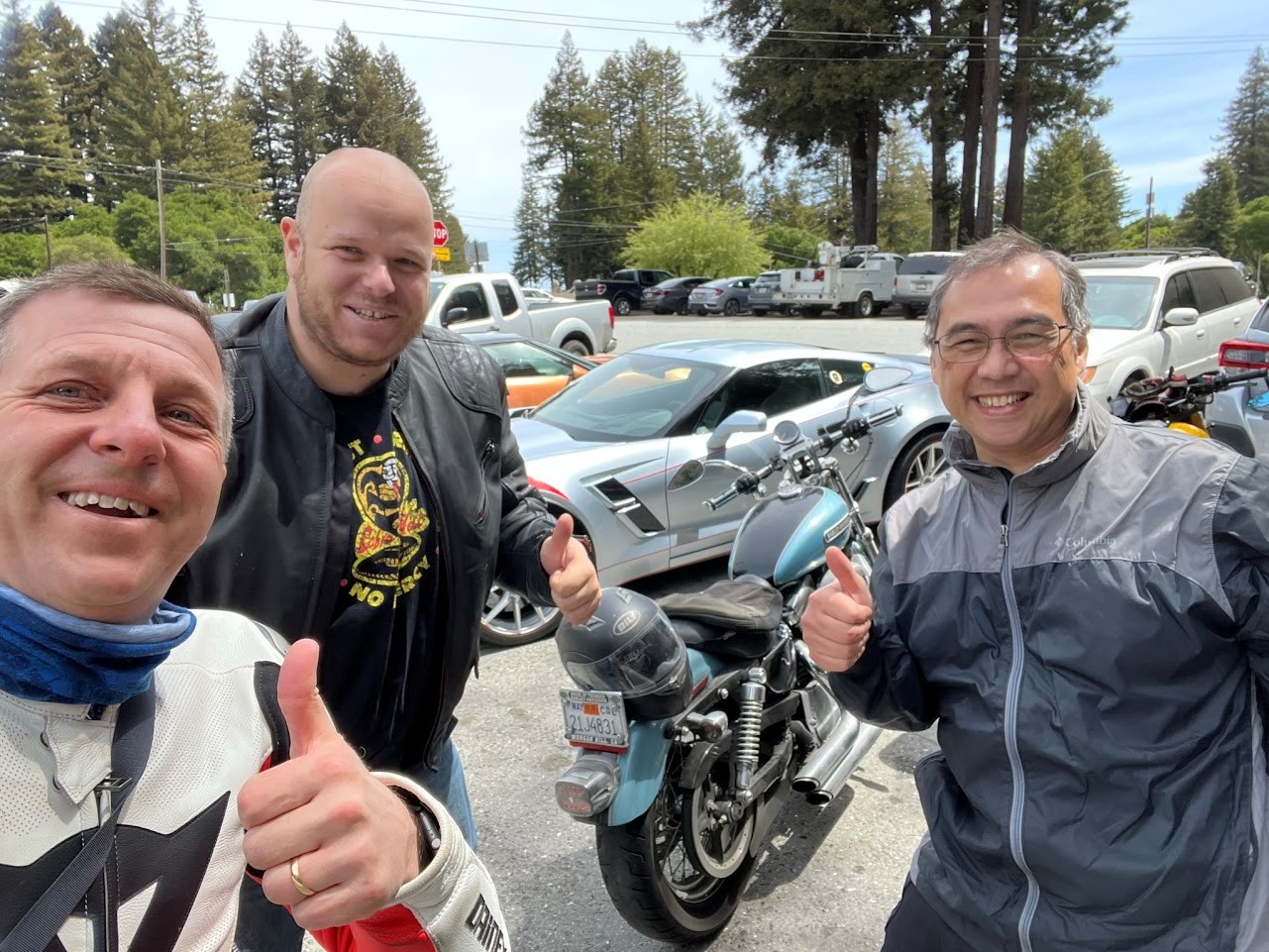 From left: ShardSecure CTO Jesper Tohmo, author Julian Weinberger, and ShardSecure Advisor Bill Hagerstrand on a motorcycle trip together.