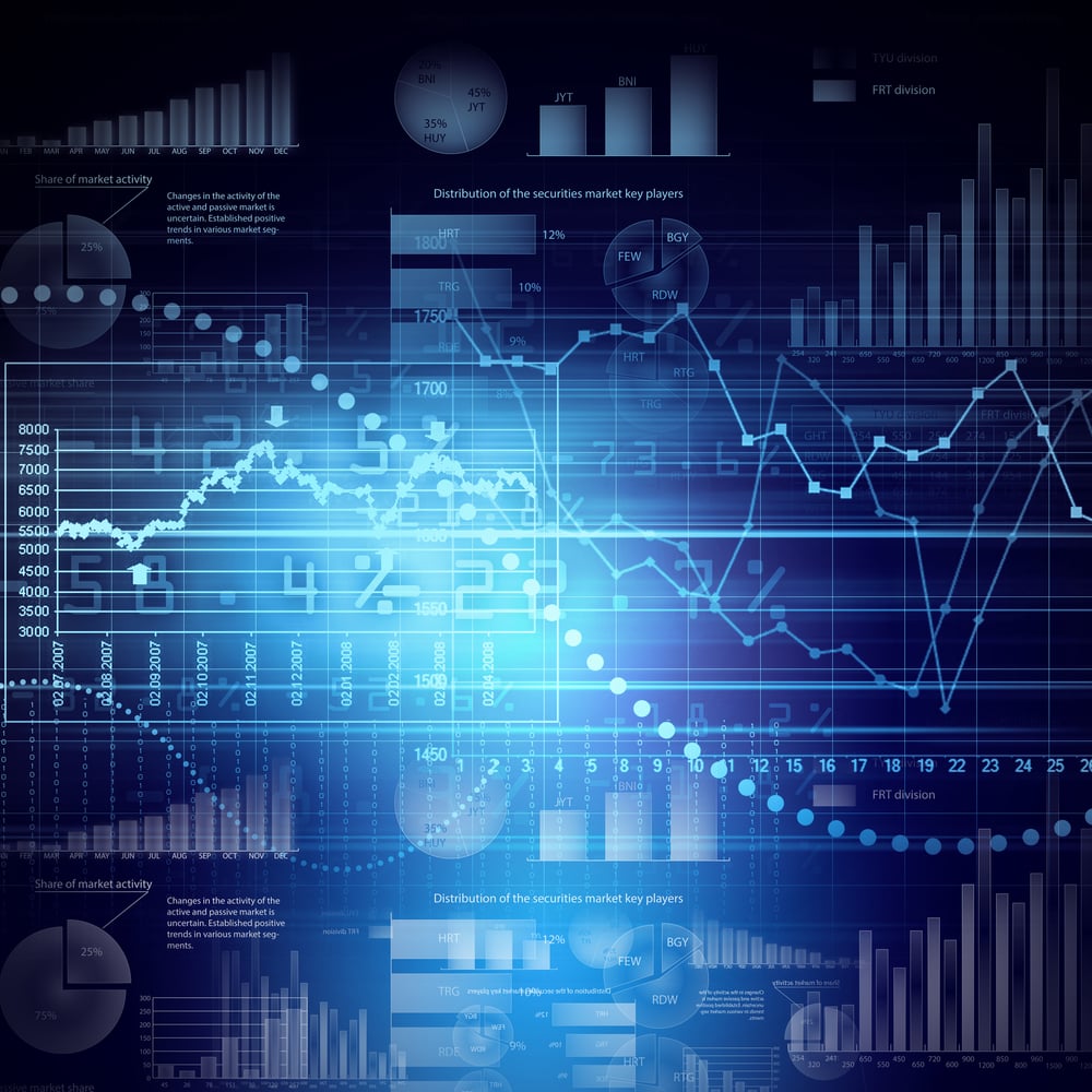 Abstract blue and black background showing technology diagrams to illustrate our post about financial services in the cloud: challenges in security and resilience