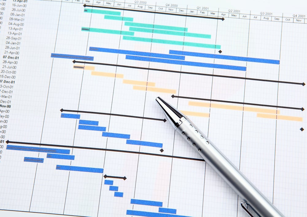 Closeup of a project management Gantt chart to illustrate our guide to data privacy management