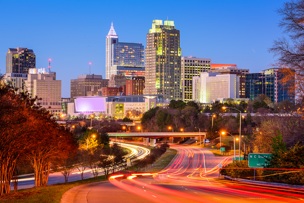 The skyline of Raleigh, North Carolina, to illustrate our blog post reviewing the US state data privacy laws.